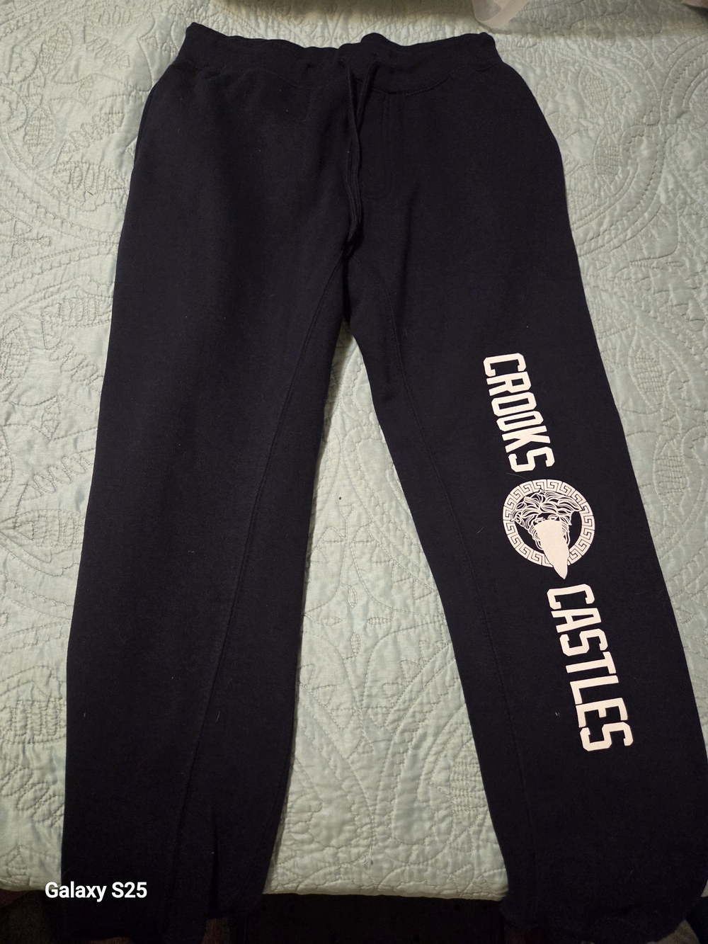 Crooks & Castles Black Sweatpants with White Logo